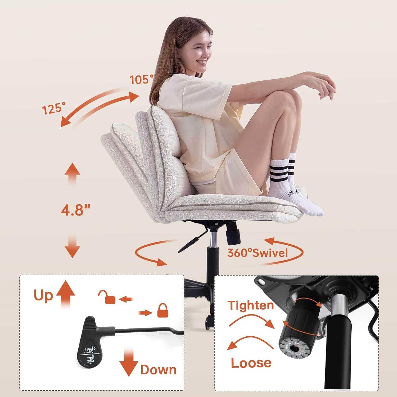 EMIAH 738 Armless Office Desk Chair