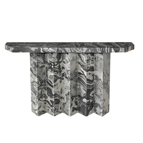 54"MARQUETTE MARBLE CONSOLE TABLE , BLACK