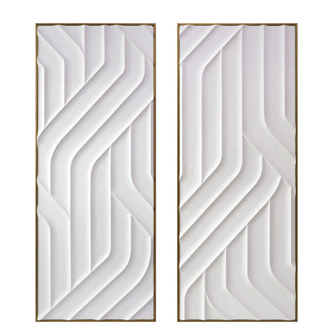 CASCADE DIMENSIONAL PLASTER WALL ART  - SET OF 2