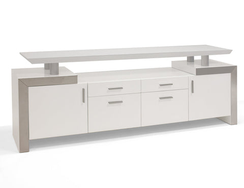 Ultra Modern White Lacquer Executive Desk with Three Drawers